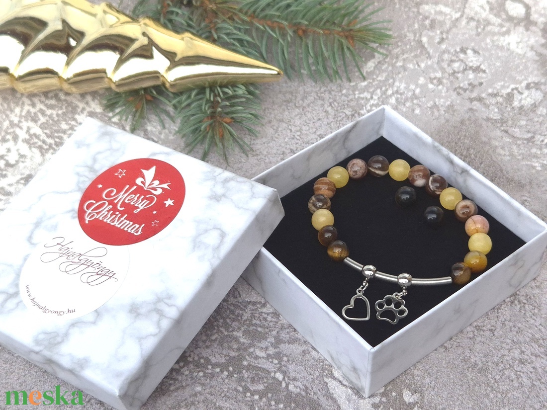 Narancs kalcit és tigrisszem szett - ékszer - ékszerszett - Meska.hu