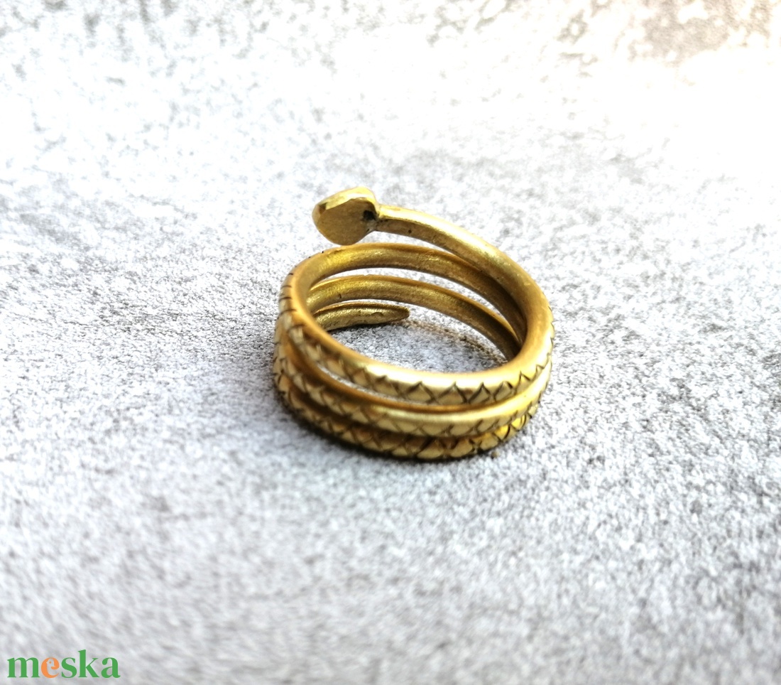 Sárgaréz kígyó gyűrű (mintás) - ékszer - gyűrű - fonódó gyűrű - Meska.hu