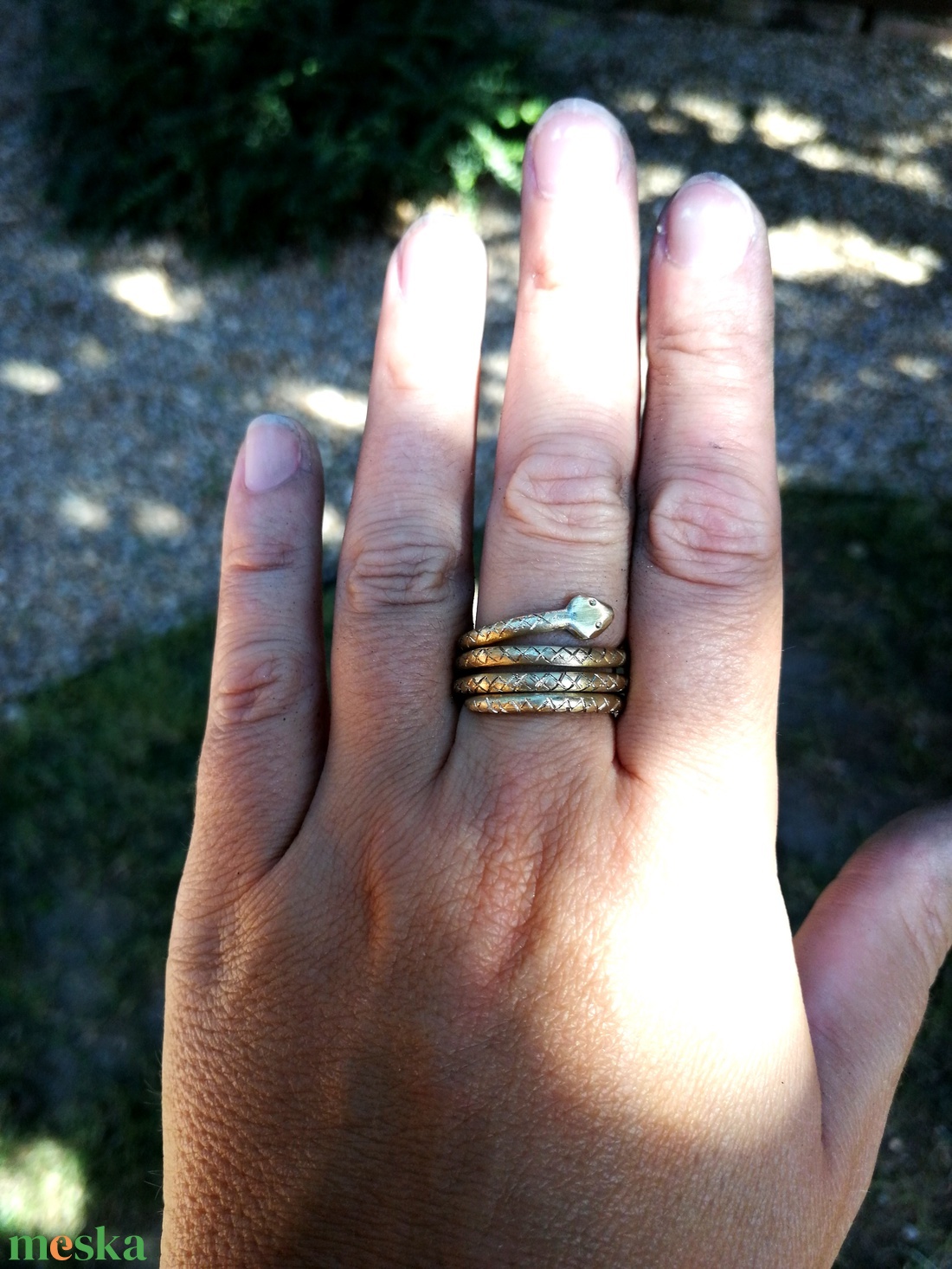 Sárgaréz kígyó gyűrű (mintás) - ékszer - gyűrű - fonódó gyűrű - Meska.hu