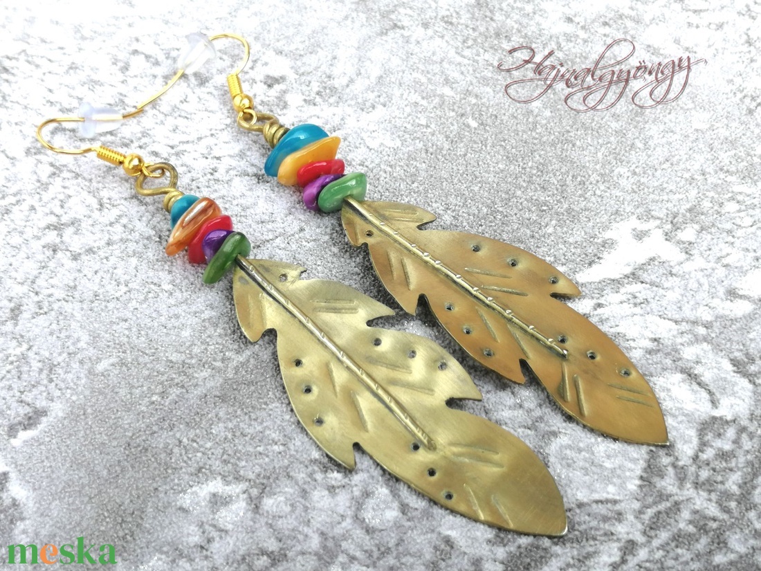 Sárgaréz TOLL fülbevaló - ékszer - fülbevaló - lógó fülbevaló - Meska.hu