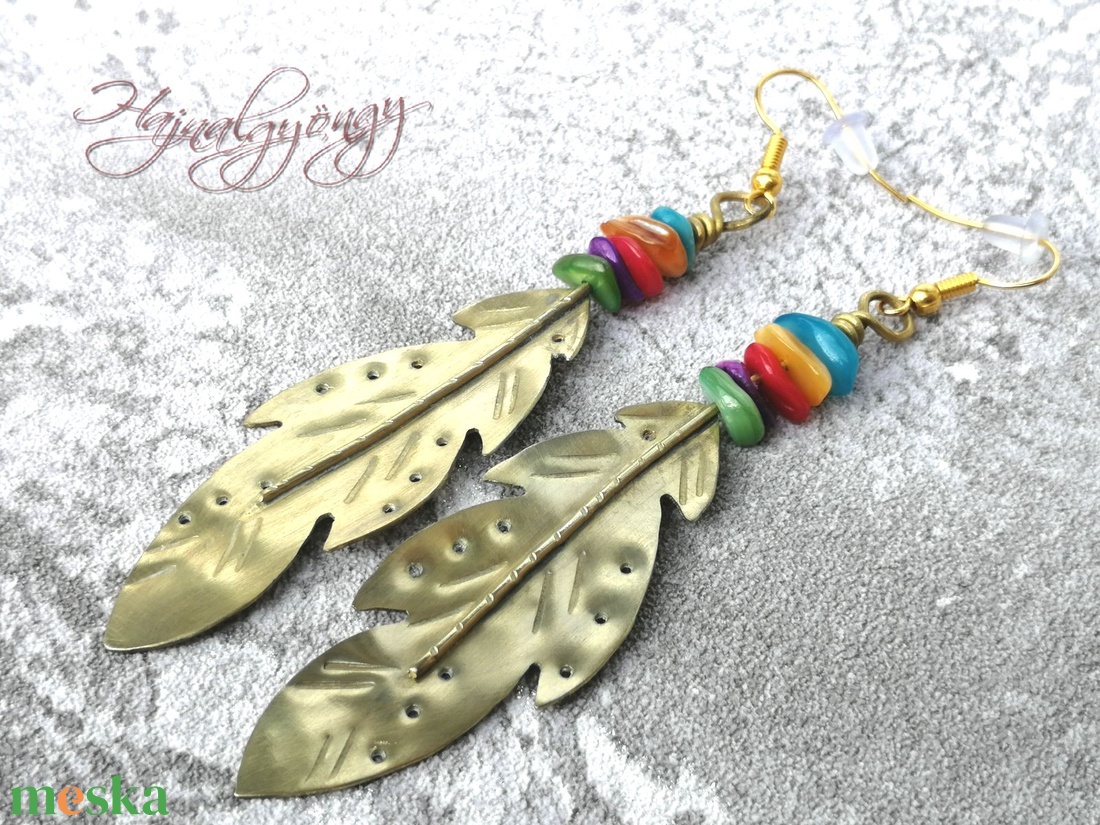 Sárgaréz TOLL fülbevaló - ékszer - fülbevaló - lógó fülbevaló - Meska.hu