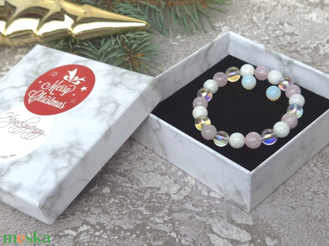 Rózsakvarc és aurakvarc ásvány ékszerszett - ékszer - ékszerszett - Meska.hu