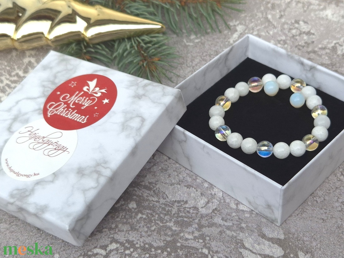 Aurakvarc és fehér jáde ásvány ékszerszett - ékszer - ékszerszett - Meska.hu