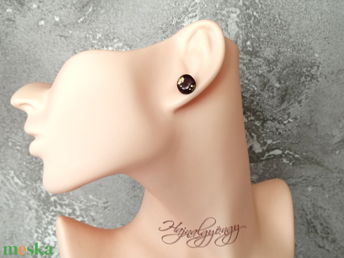 BURGUNDI fülbevaló - ékszer - fülbevaló - pötty fülbevaló - Meska.hu