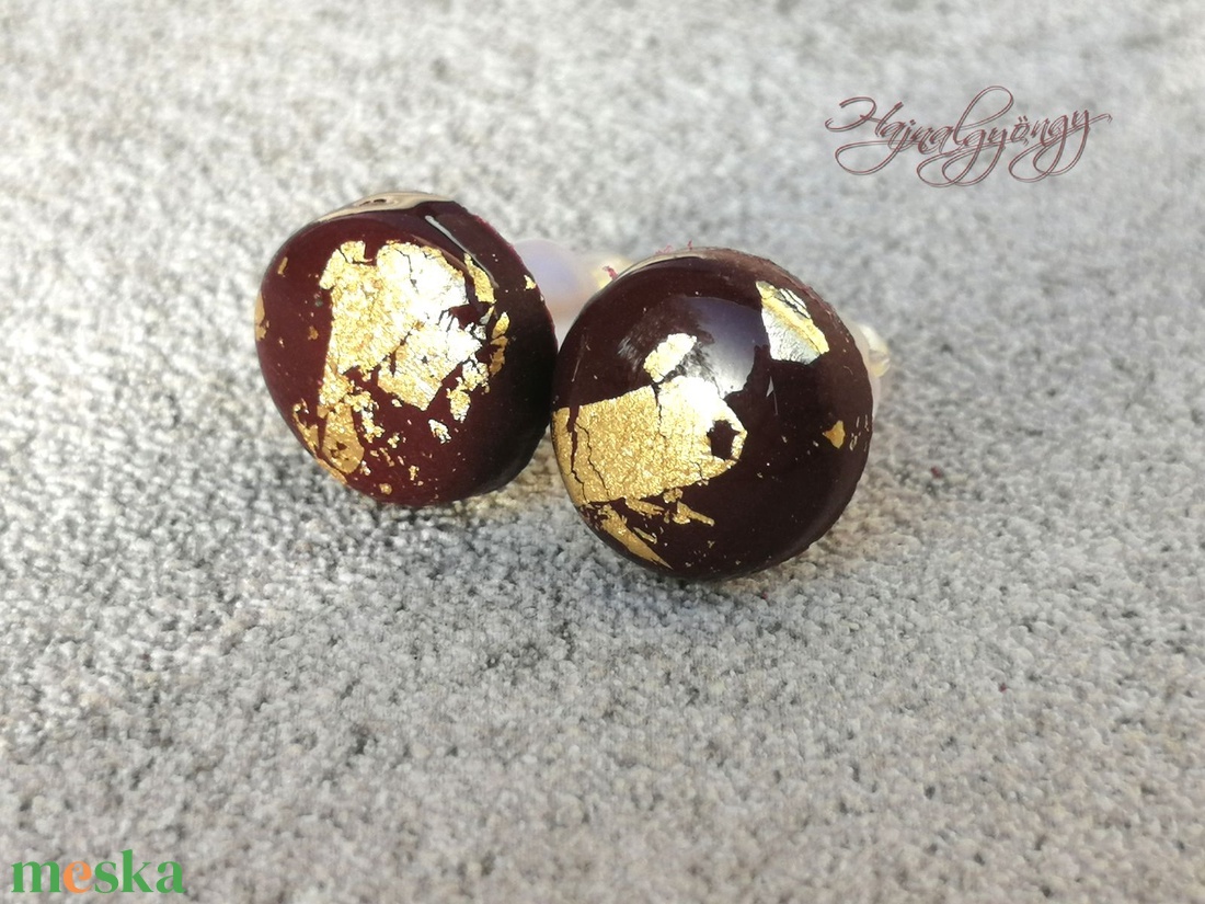 BURGUNDI fülbevaló - ékszer - fülbevaló - pötty fülbevaló - Meska.hu