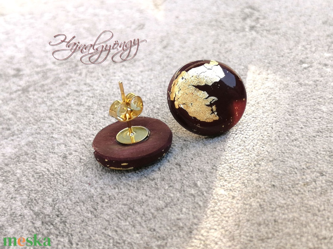 BURGUNDI nagy fülbevaló - ékszer - fülbevaló - pötty fülbevaló - Meska.hu