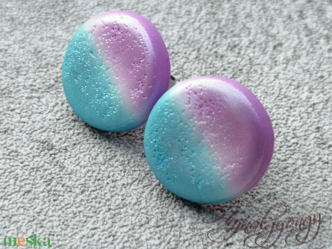 Kék rózsaszín átmenetes fülbevaló - ékszer - fülbevaló - pötty fülbevaló - Meska.hu