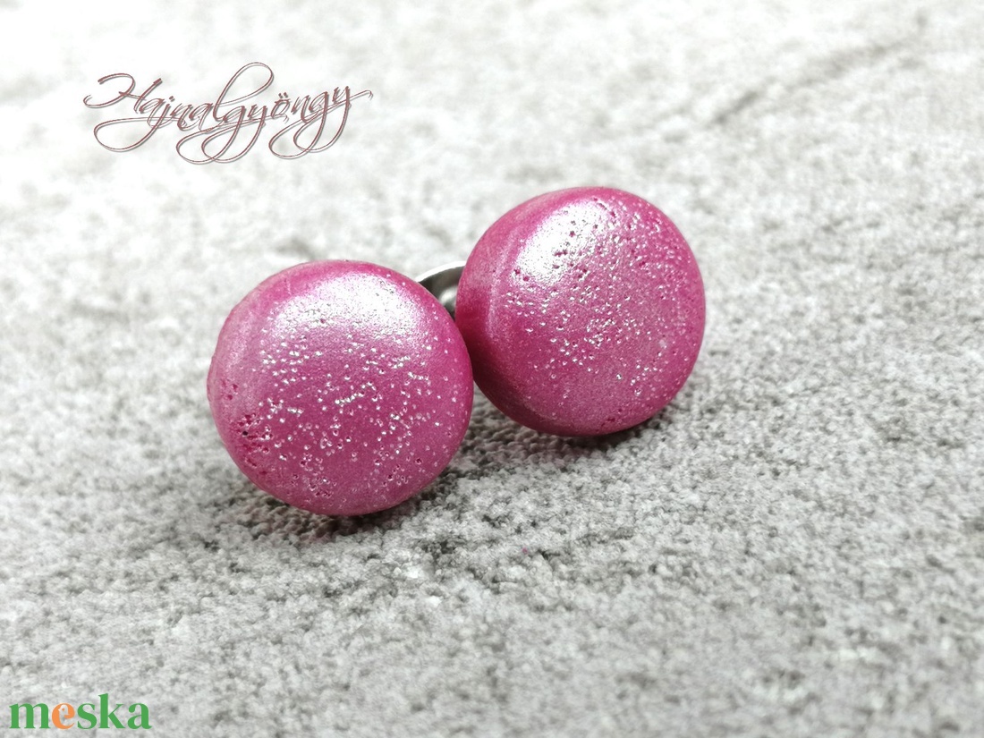 MAGENTA fényes fülbevaló - ékszer - fülbevaló - pötty fülbevaló - Meska.hu