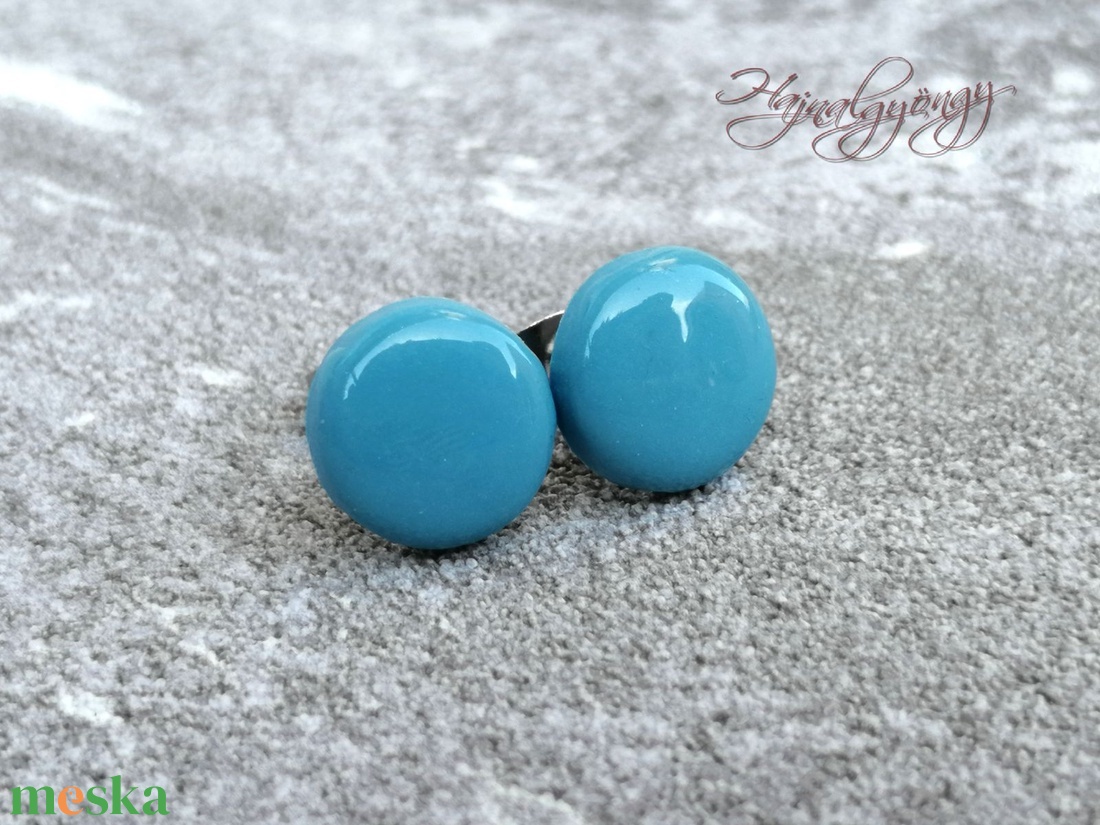 KÉK fülbevaló - ékszer - fülbevaló - pötty fülbevaló - Meska.hu