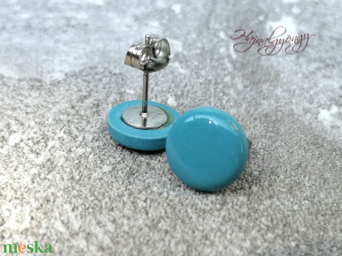 KÉK fülbevaló - ékszer - fülbevaló - pötty fülbevaló - Meska.hu