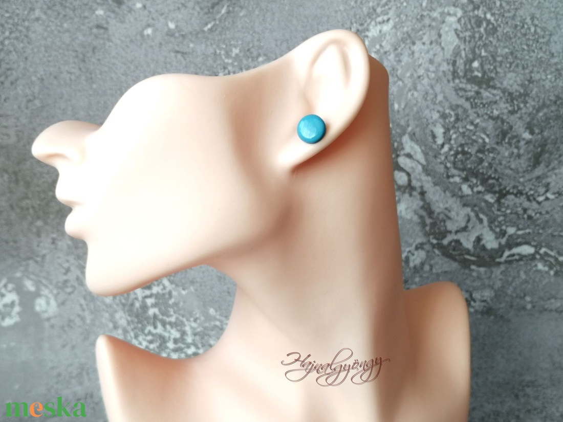 KÉK fülbevaló - ékszer - fülbevaló - pötty fülbevaló - Meska.hu