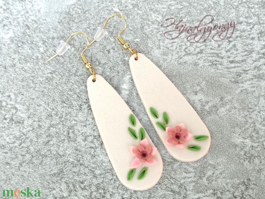 PASZTEL VIRÁG fülbevaló - ékszer - fülbevaló - lógó fülbevaló - Meska.hu