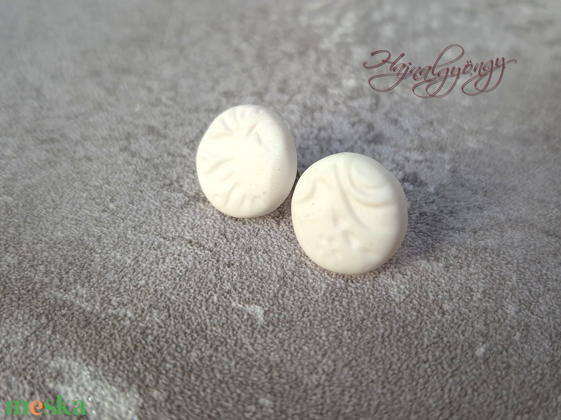 MINTÁS NAGY FEHÉR fülbevaló  - ékszer - fülbevaló - pötty fülbevaló - Meska.hu
