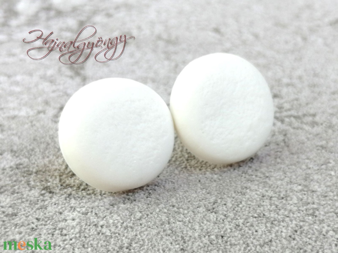 NAGY FEHÉR fülbevaló  - ékszer - fülbevaló - pötty fülbevaló - Meska.hu