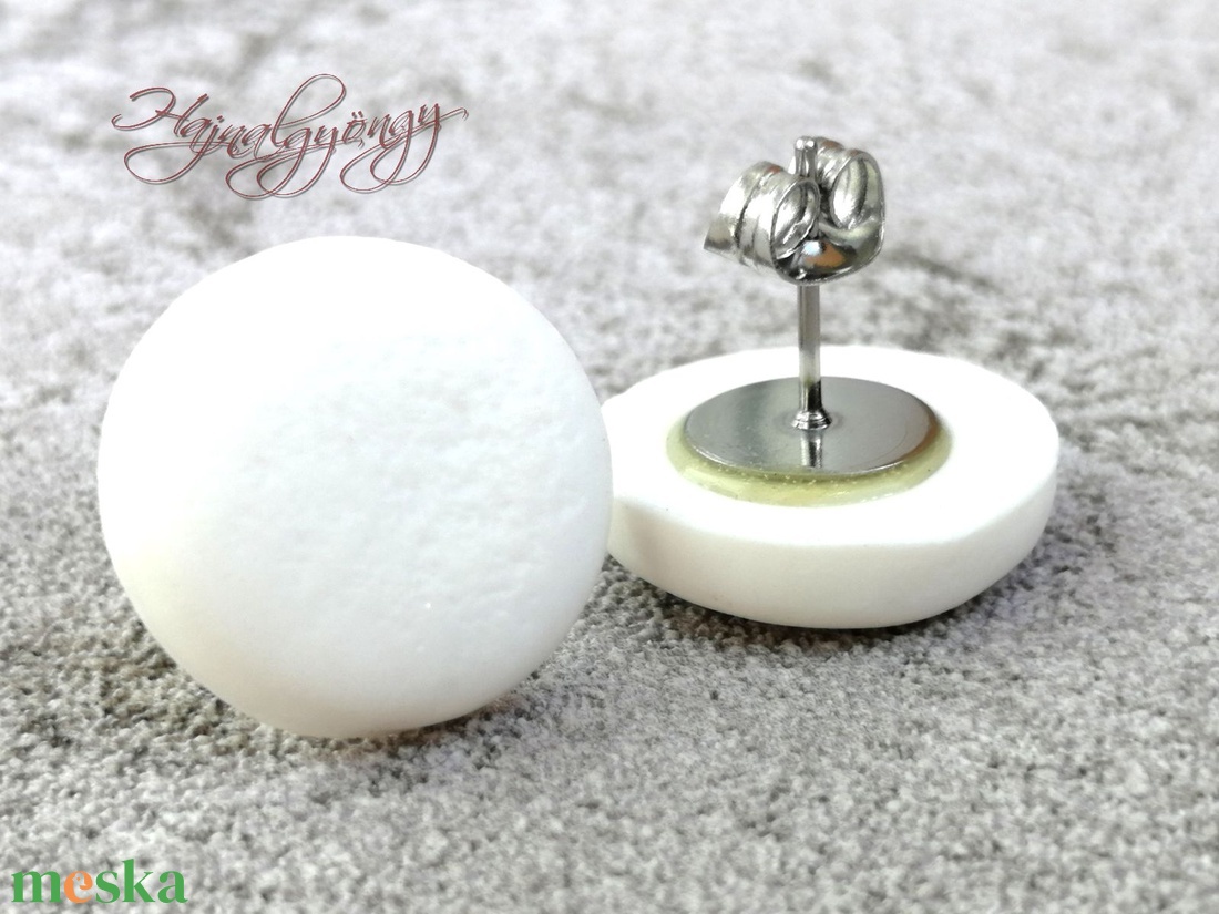 NAGY FEHÉR fülbevaló  - ékszer - fülbevaló - pötty fülbevaló - Meska.hu