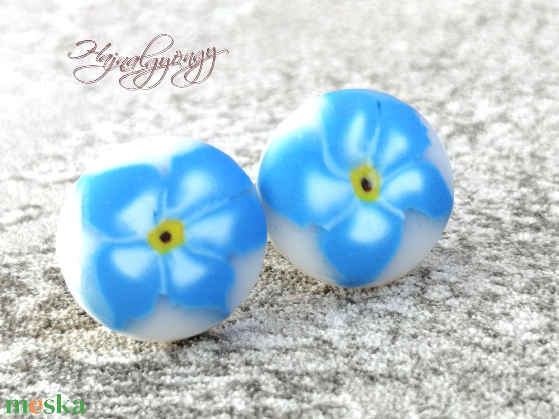 KÉKNEFELEJCS fülbevaló  - ékszer - fülbevaló - pötty fülbevaló - Meska.hu
