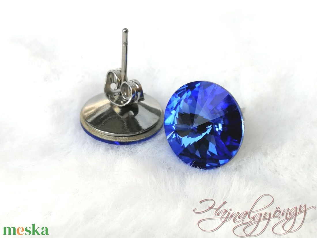 SAPPHIRE fülbevaló 14 mm - ékszer - fülbevaló - pötty fülbevaló - Meska.hu