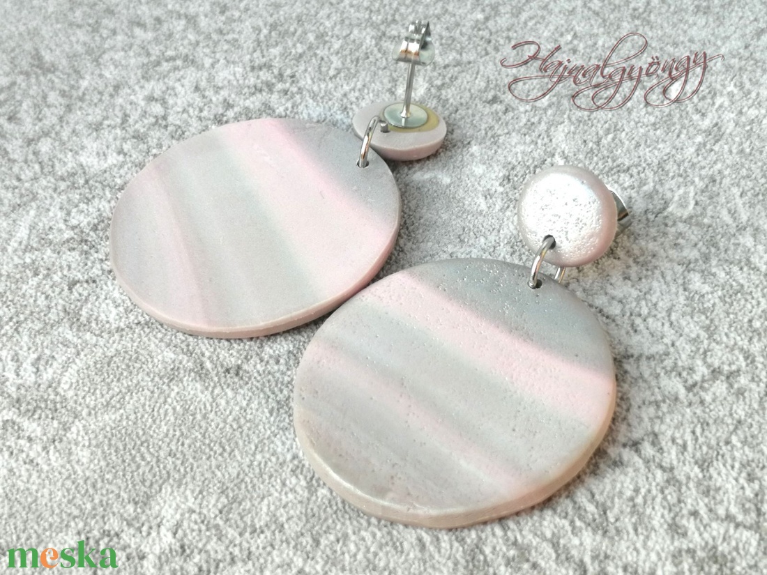 RÓZSASZÍN ÁRNYAK fülbevaló - ékszer - fülbevaló - lógós kerek fülbevaló - Meska.hu