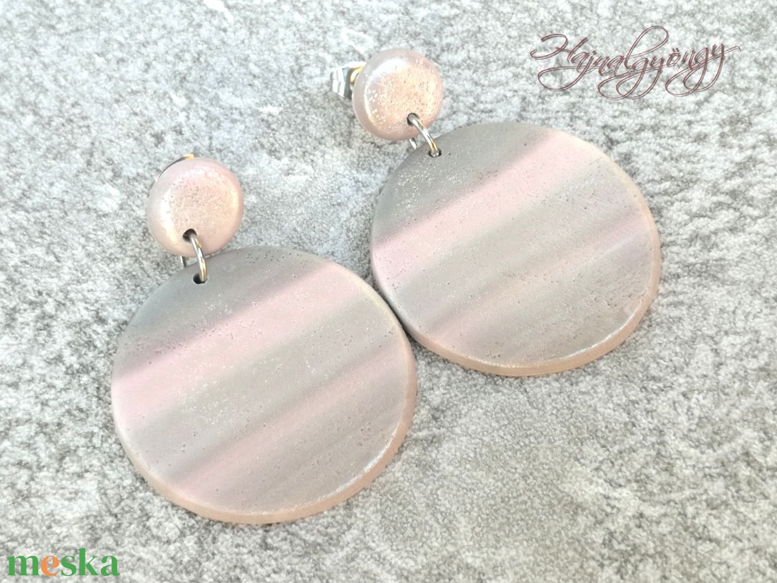 RÓZSASZÍN ÁRNYAK fülbevaló - ékszer - fülbevaló - lógós kerek fülbevaló - Meska.hu