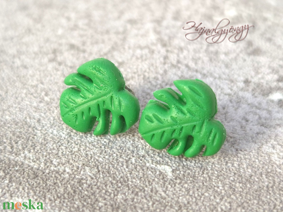 PHILODENDRON fülbevaló  - ékszer - fülbevaló - pötty fülbevaló - Meska.hu