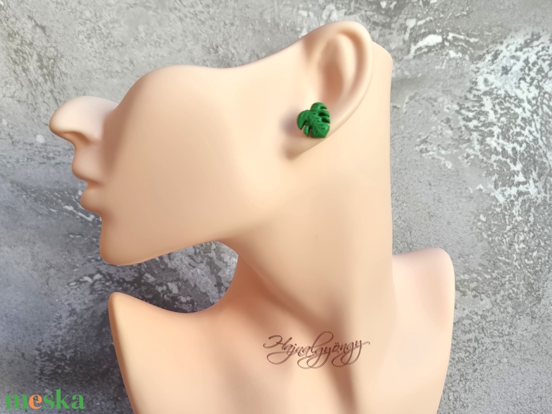 PHILODENDRON fülbevaló  - ékszer - fülbevaló - pötty fülbevaló - Meska.hu