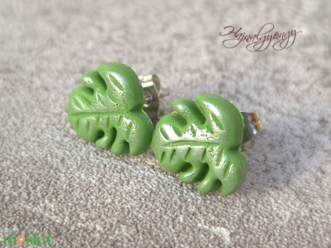 PHILODENDRON fülbevaló  - ékszer - fülbevaló - pötty fülbevaló - Meska.hu