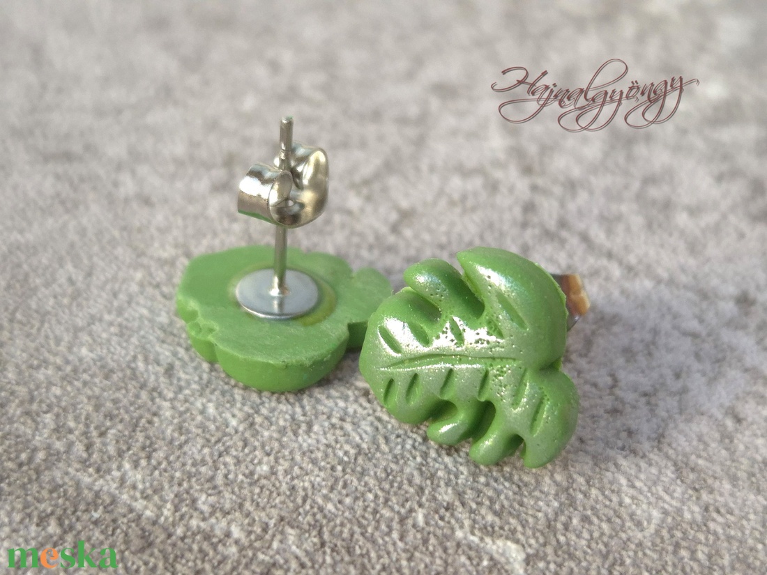 PHILODENDRON fülbevaló  - ékszer - fülbevaló - pötty fülbevaló - Meska.hu