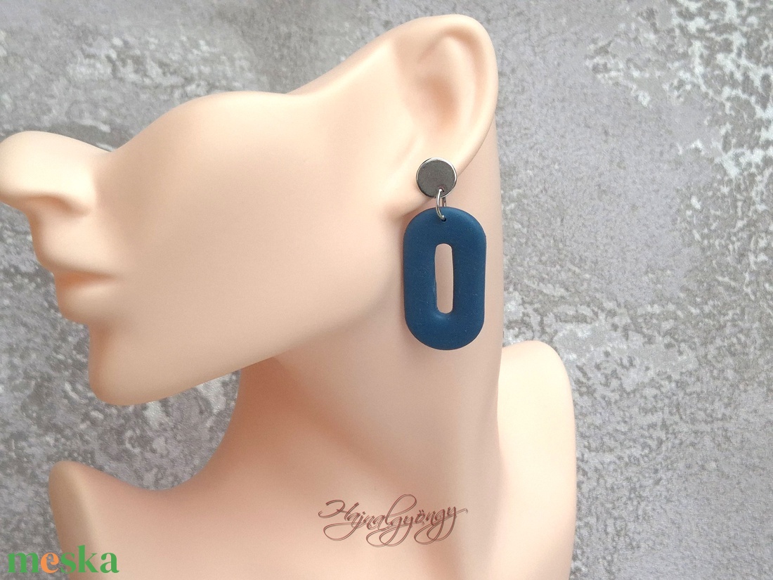 ACÉLKÉK OVÁLIS fülbevaló - ékszer - fülbevaló - lógó fülbevaló - Meska.hu