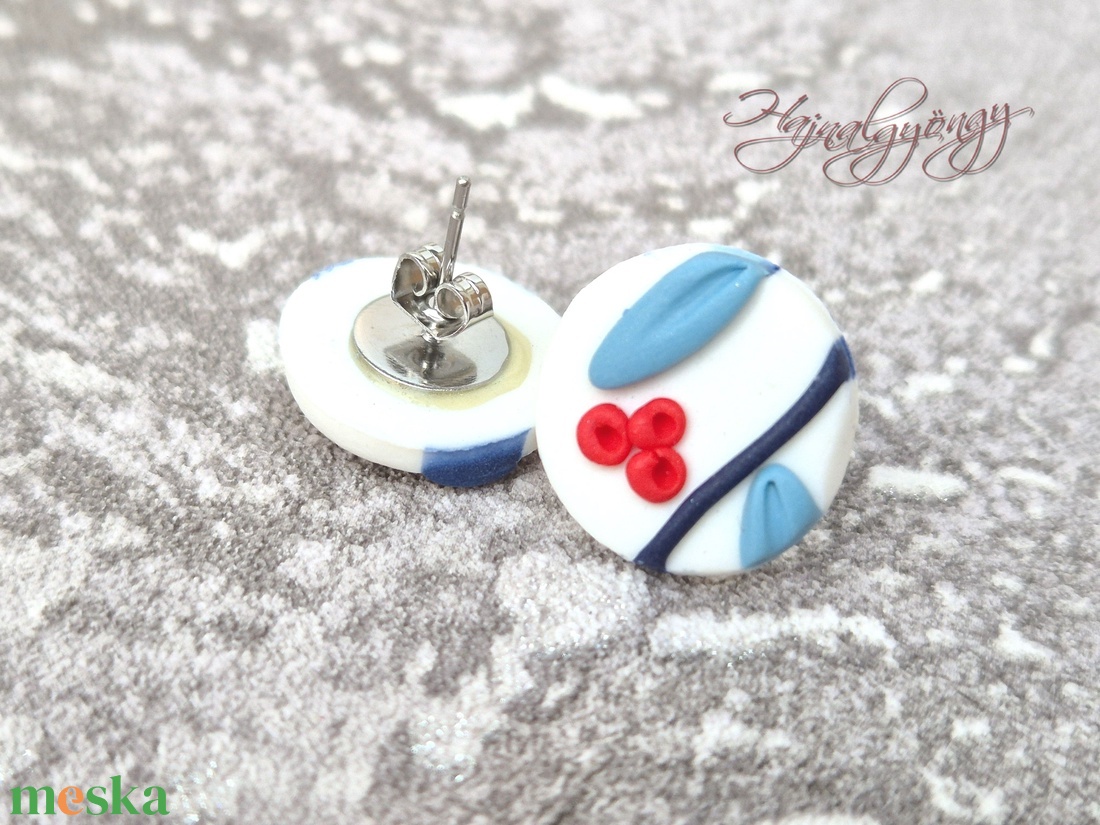 KÉK TAVASZ nemesacél fülbevaló  - ékszer - fülbevaló - pötty fülbevaló - Meska.hu