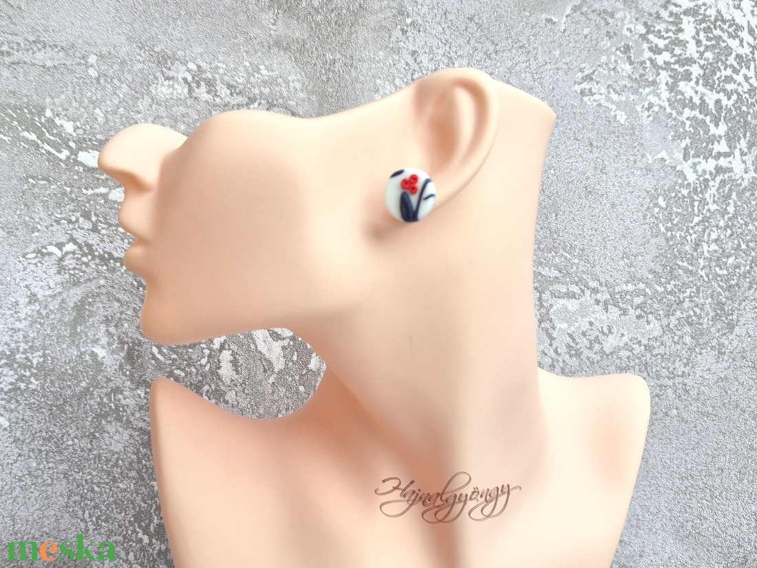 KÉK TAVASZ nemesacél fülbevaló  - ékszer - fülbevaló - pötty fülbevaló - Meska.hu