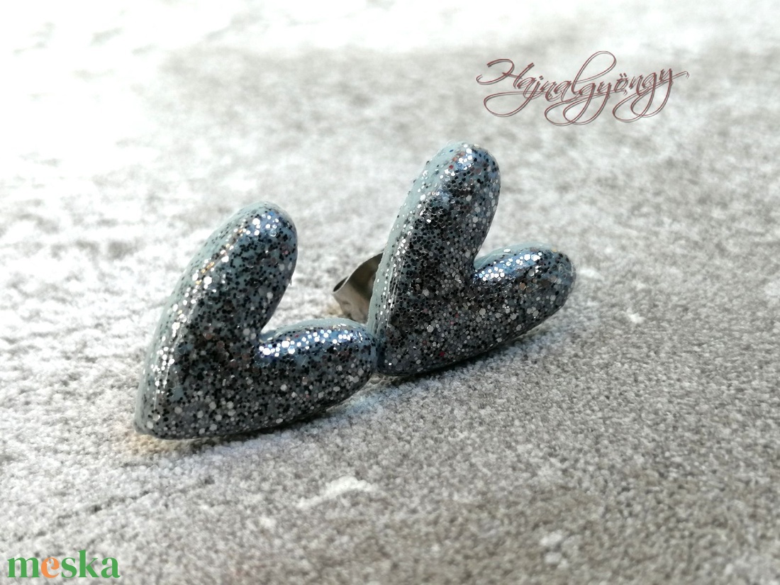 NAGY EZÜST SZÍV fülbevaló  - ékszer - fülbevaló - pötty fülbevaló - Meska.hu