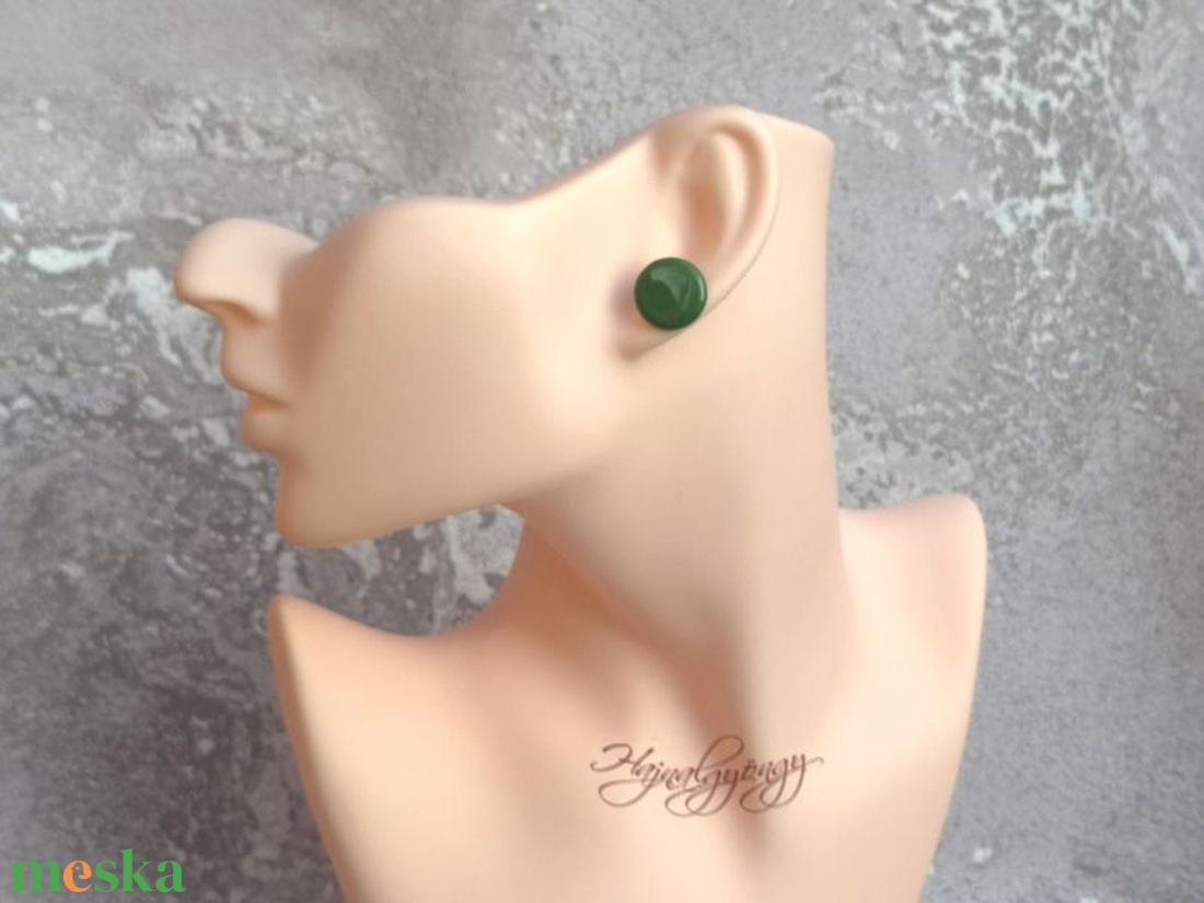 FŰZÖLD fülbevaló 15 mm - ékszer - fülbevaló - pötty fülbevaló - Meska.hu