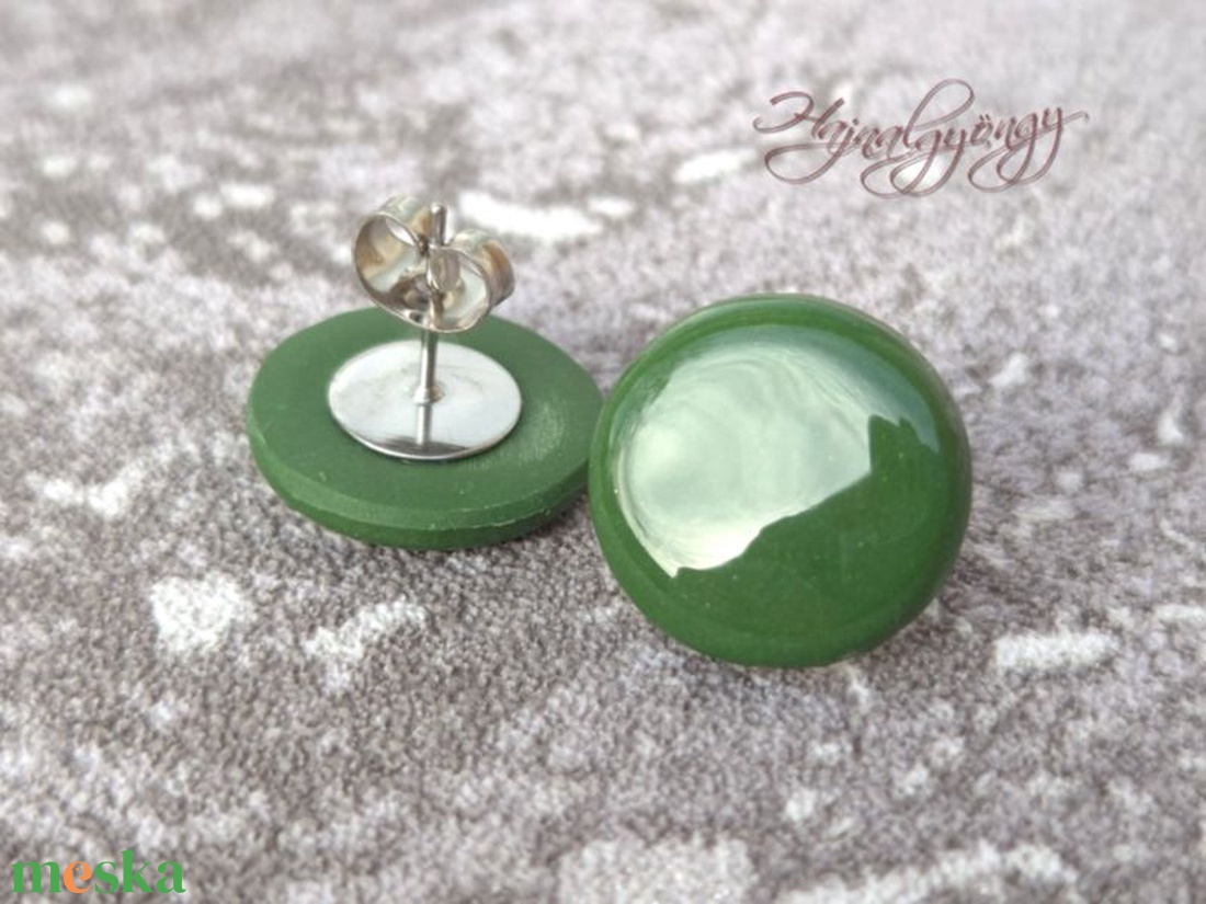 FŰZÖLD fülbevaló 15 mm - ékszer - fülbevaló - pötty fülbevaló - Meska.hu