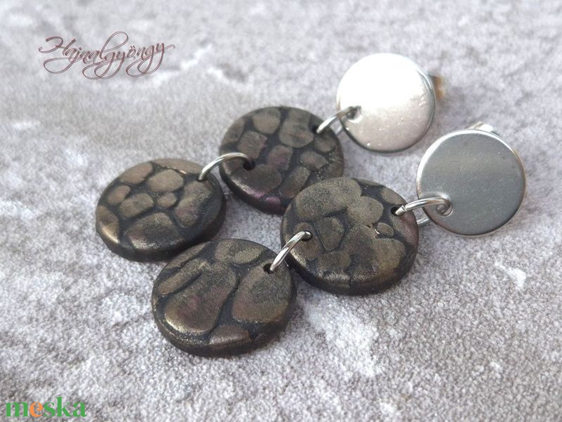 BRONZ RÖGÖK nemesacél fülbevaló - ékszer - fülbevaló - lógó fülbevaló - Meska.hu