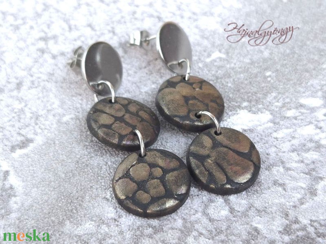 BRONZ RÖGÖK nemesacél fülbevaló - ékszer - fülbevaló - lógó fülbevaló - Meska.hu