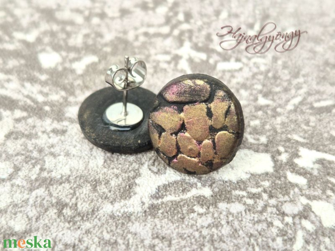 BRONZ RÖGÖK nemesacél fülbevaló - ékszer - fülbevaló - pötty fülbevaló - Meska.hu