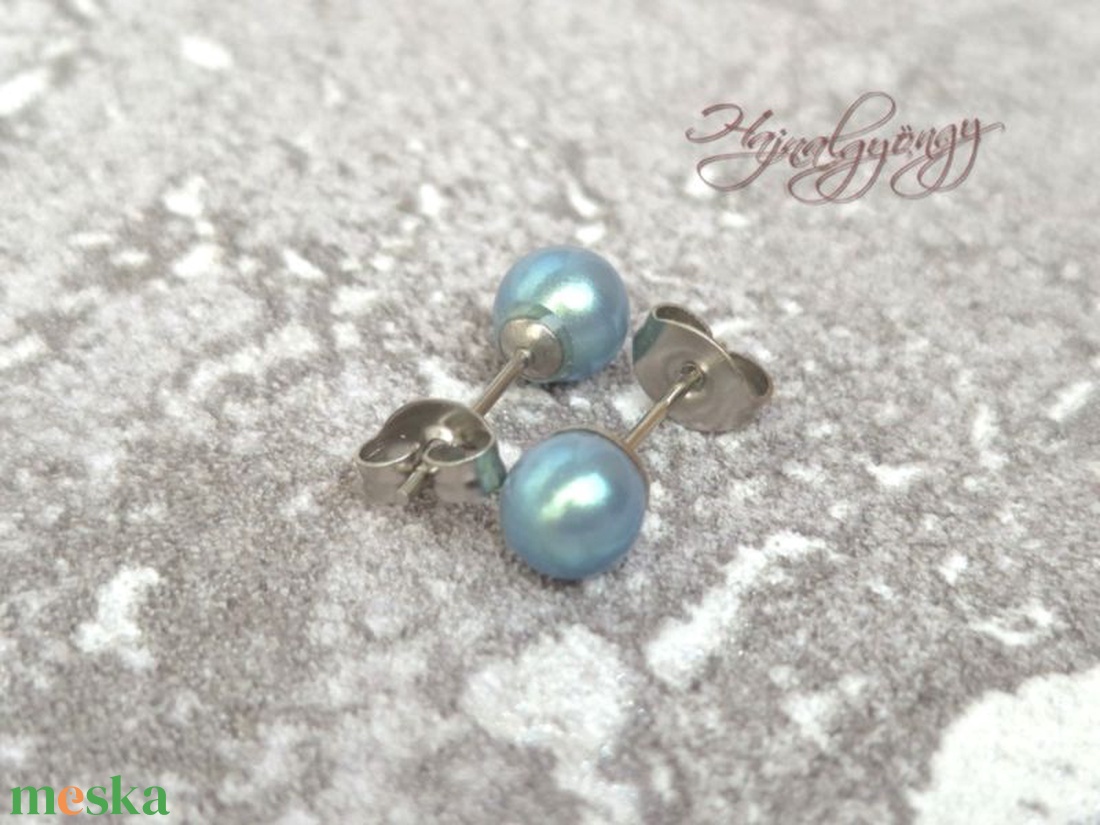 PRECIOSA kék gömb nemesacél fülbevaló 6 mm - ékszer - fülbevaló - pötty fülbevaló - Meska.hu