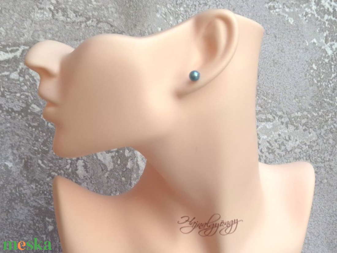 PRECIOSA kék gömb nemesacél fülbevaló 6 mm - ékszer - fülbevaló - pötty fülbevaló - Meska.hu