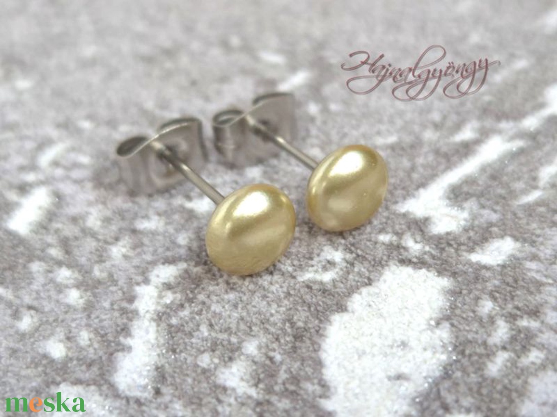 PRECIOSA arany félgömb nemesacél fülbevaló 6 mm - ékszer - fülbevaló - pötty fülbevaló - Meska.hu