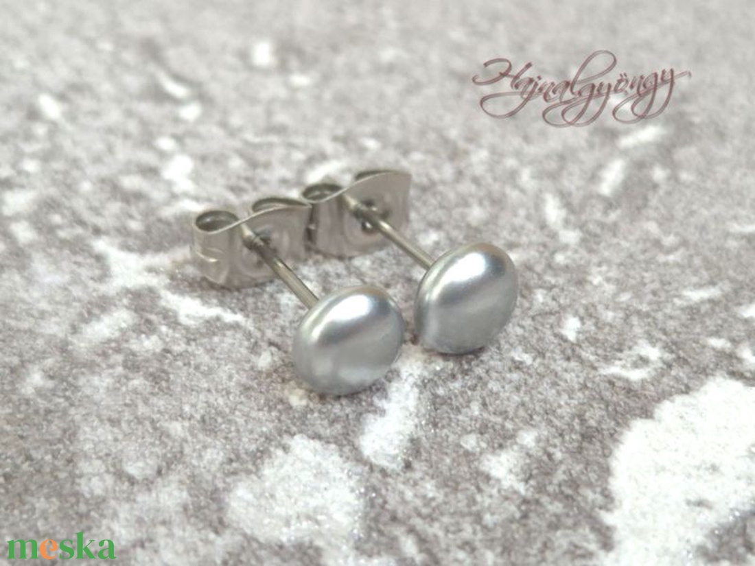 PRECIOSA ezüst félgömb nemesacél fülbevaló 6 mm - ékszer - fülbevaló - pötty fülbevaló - Meska.hu