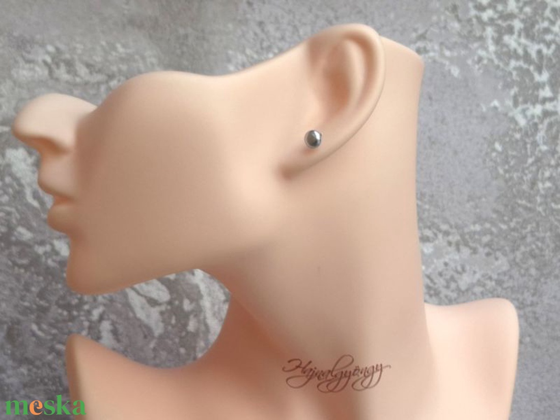 PRECIOSA ezüst félgömb nemesacél fülbevaló 6 mm - ékszer - fülbevaló - pötty fülbevaló - Meska.hu