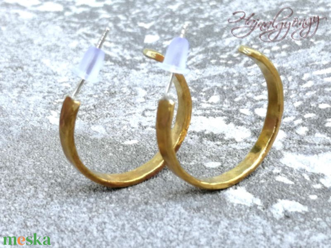 Sárgaréz karika fülbevaló - ékszer - fülbevaló - karika fülbevaló - Meska.hu