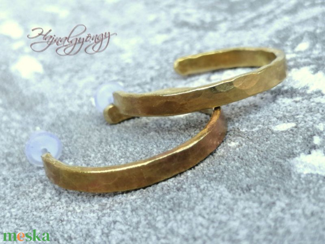 Sárgaréz karika fülbevaló - ékszer - fülbevaló - karika fülbevaló - Meska.hu