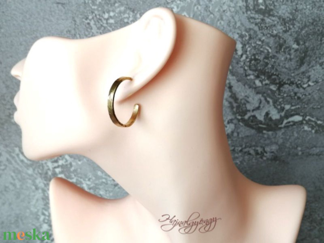 Sárgaréz karika fülbevaló - ékszer - fülbevaló - karika fülbevaló - Meska.hu
