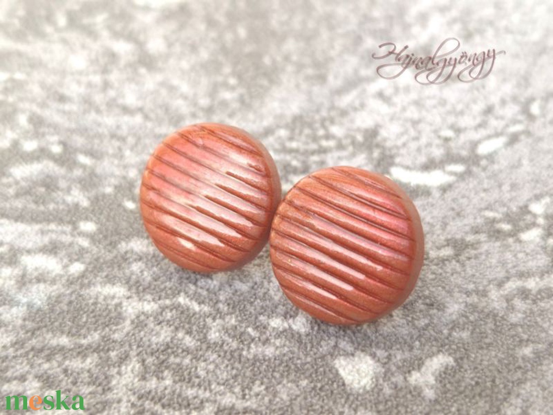 BRONZ CSÍKOS nagy fülbevaló  - ékszer - fülbevaló - pötty fülbevaló - Meska.hu