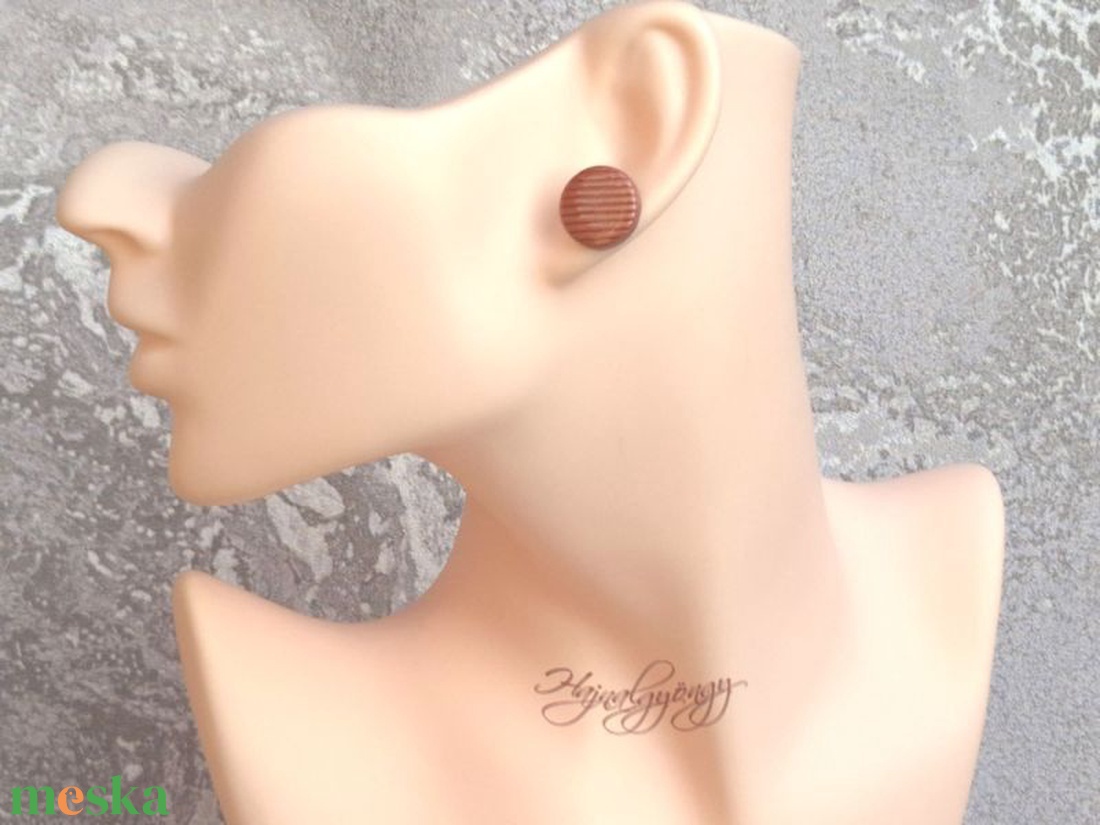 BRONZ CSÍKOS nagy fülbevaló  - ékszer - fülbevaló - pötty fülbevaló - Meska.hu