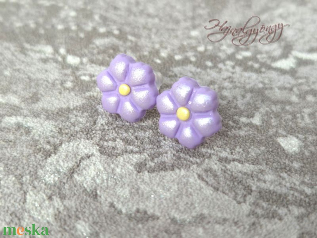 LILA VIRÁG nemesacél fülbevaló  - ékszer - fülbevaló - pötty fülbevaló - Meska.hu