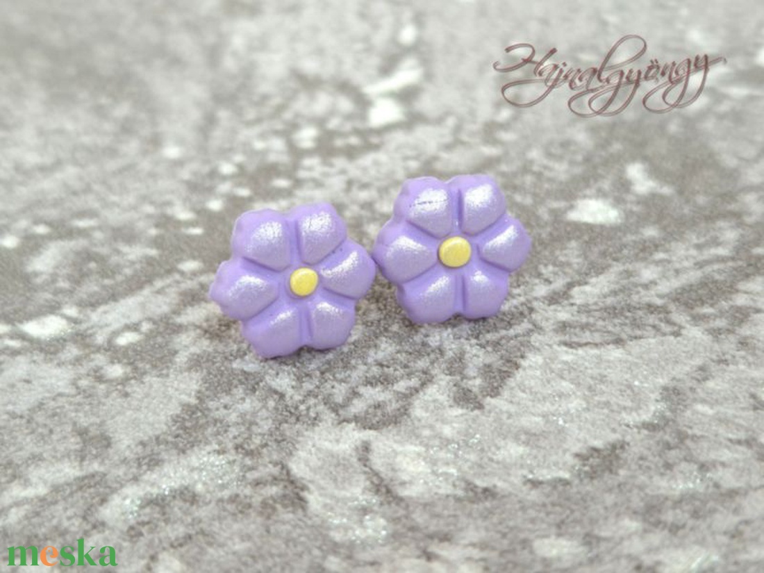 LILA VIRÁG nemesacél fülbevaló  - ékszer - fülbevaló - pötty fülbevaló - Meska.hu