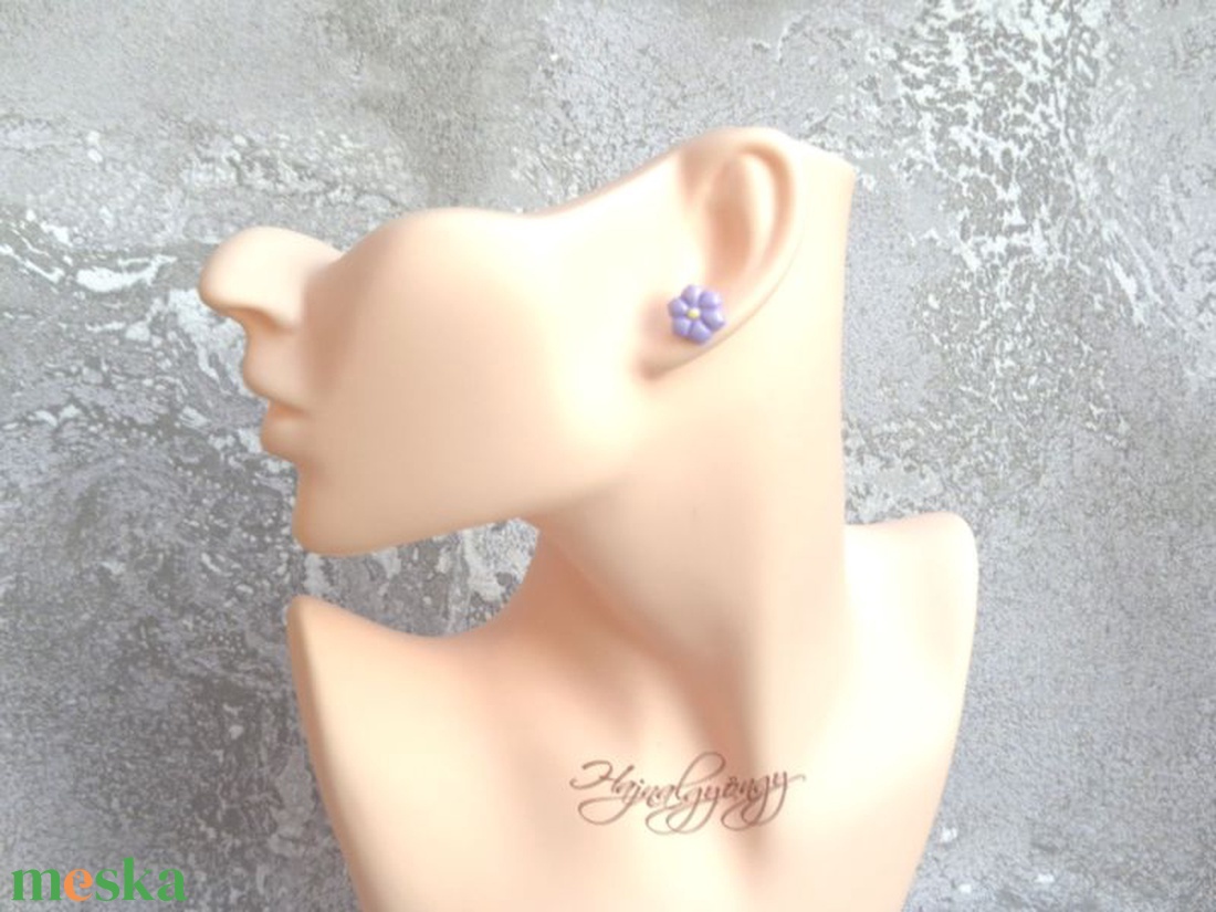 LILA VIRÁG nemesacél fülbevaló  - ékszer - fülbevaló - pötty fülbevaló - Meska.hu