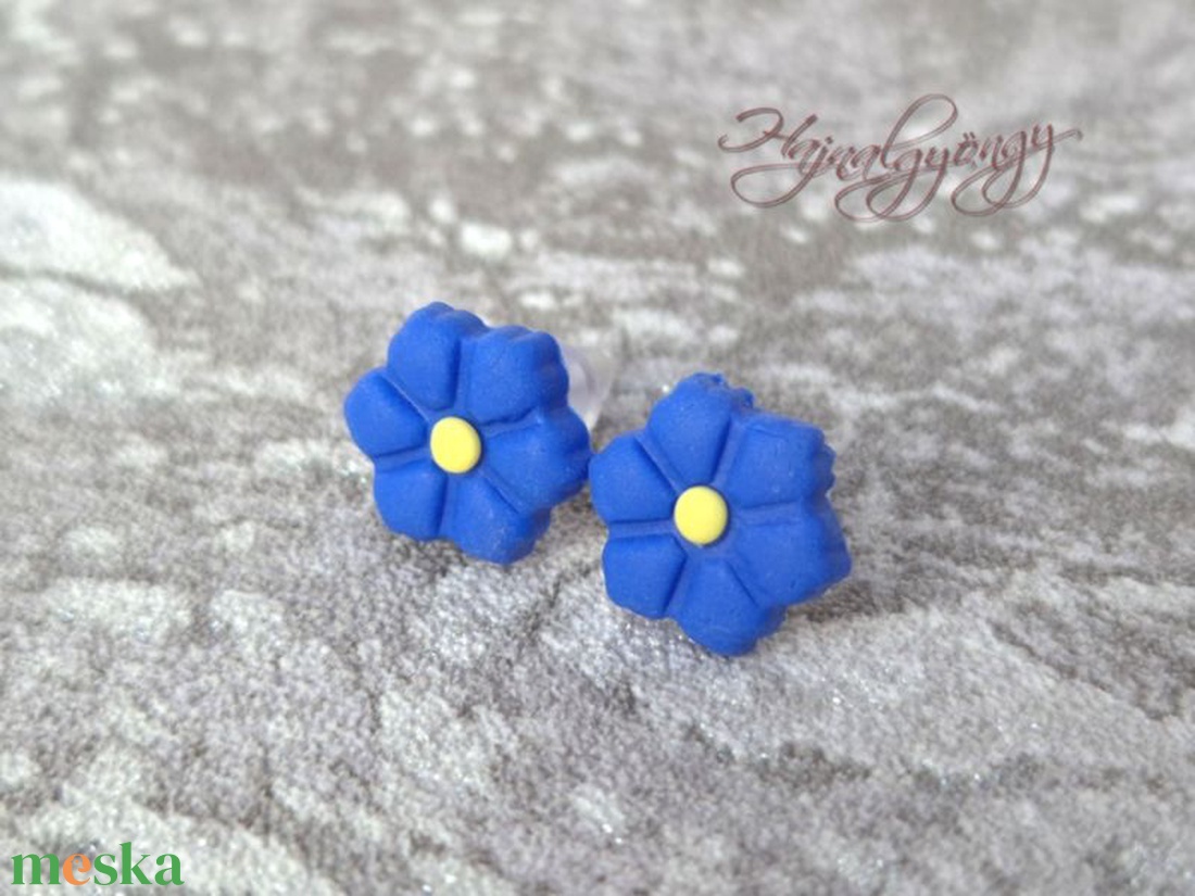 KÉK VIRÁG nemesacél fülbevaló  - ékszer - fülbevaló - pötty fülbevaló - Meska.hu